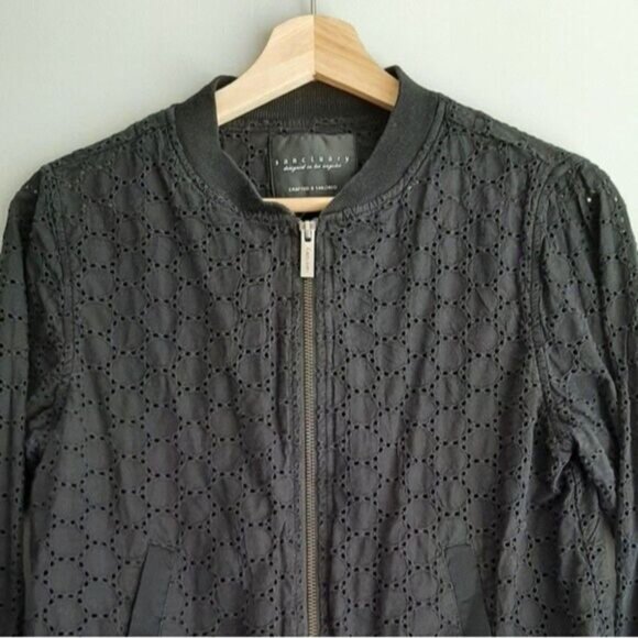 SANCTUARY 100% Cotton Bomber Eyelet Jacket Black Sz XS - Picture 4 of 11
